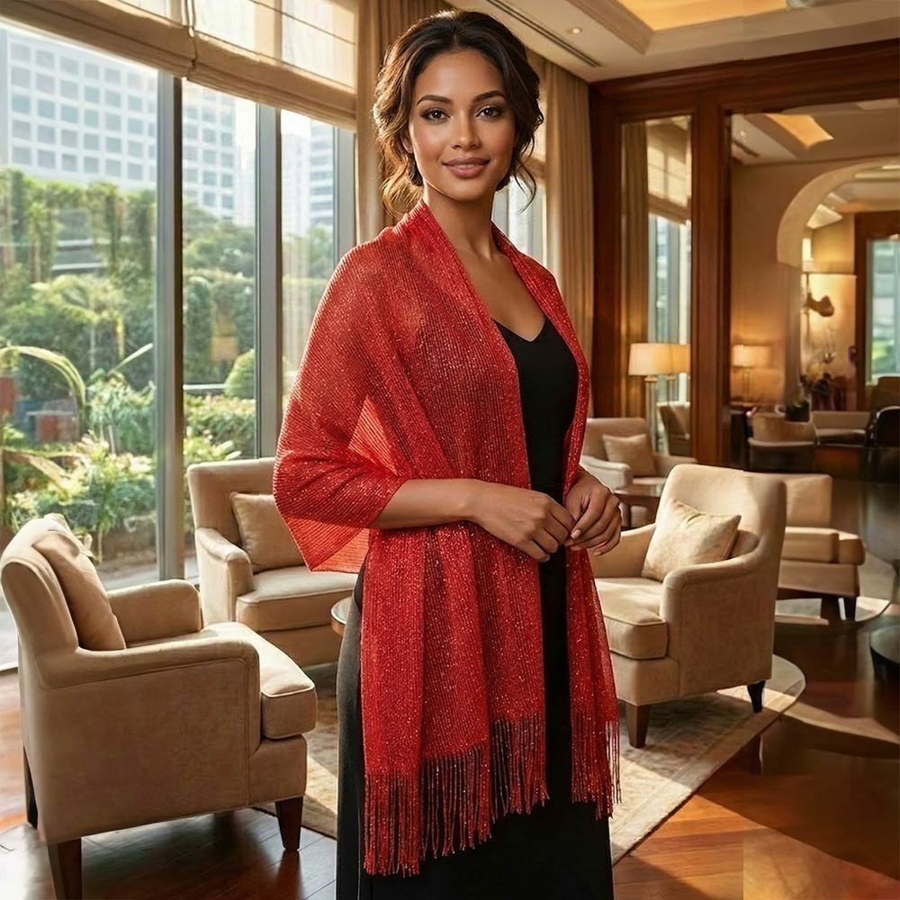 Shimmering Fringe Shawl Scarves 🧣