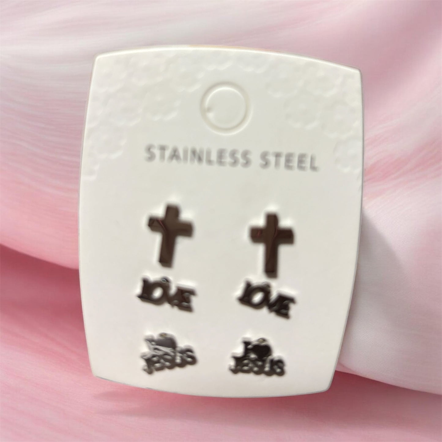 Religious Themed Stainless Steel Stud Earring Set