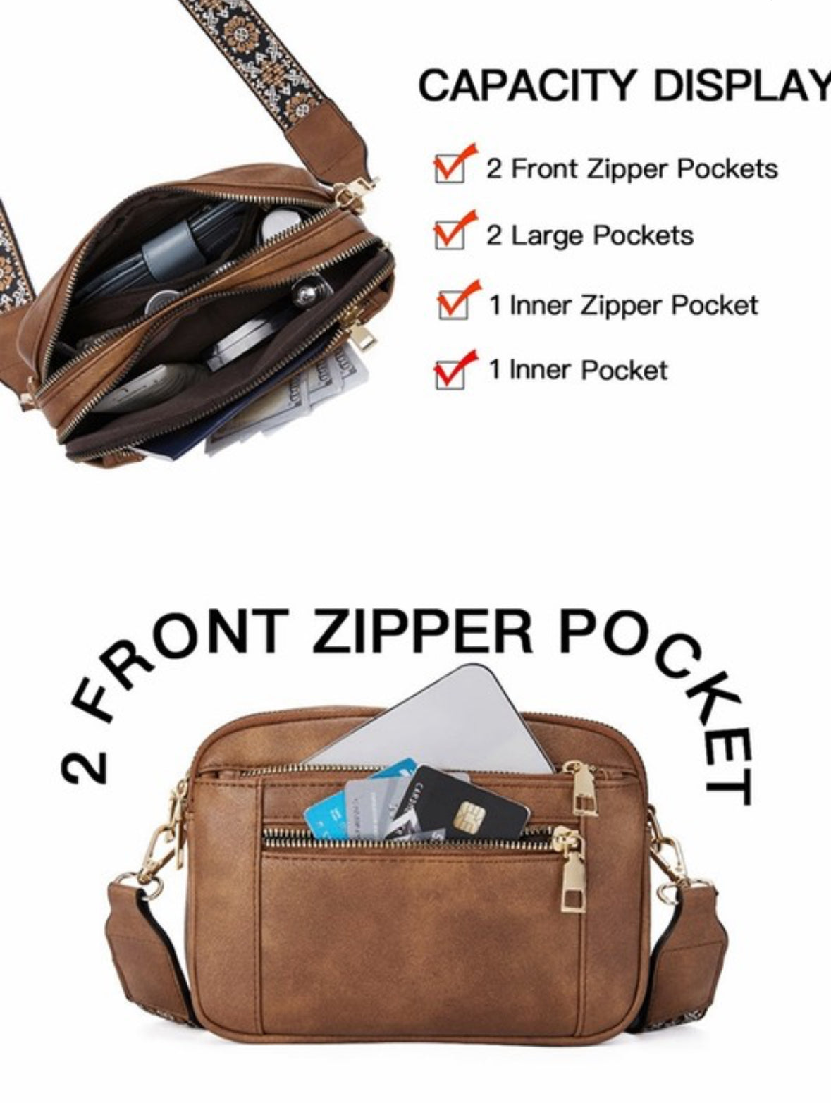 Chic Faux Leather Crossbody Bag