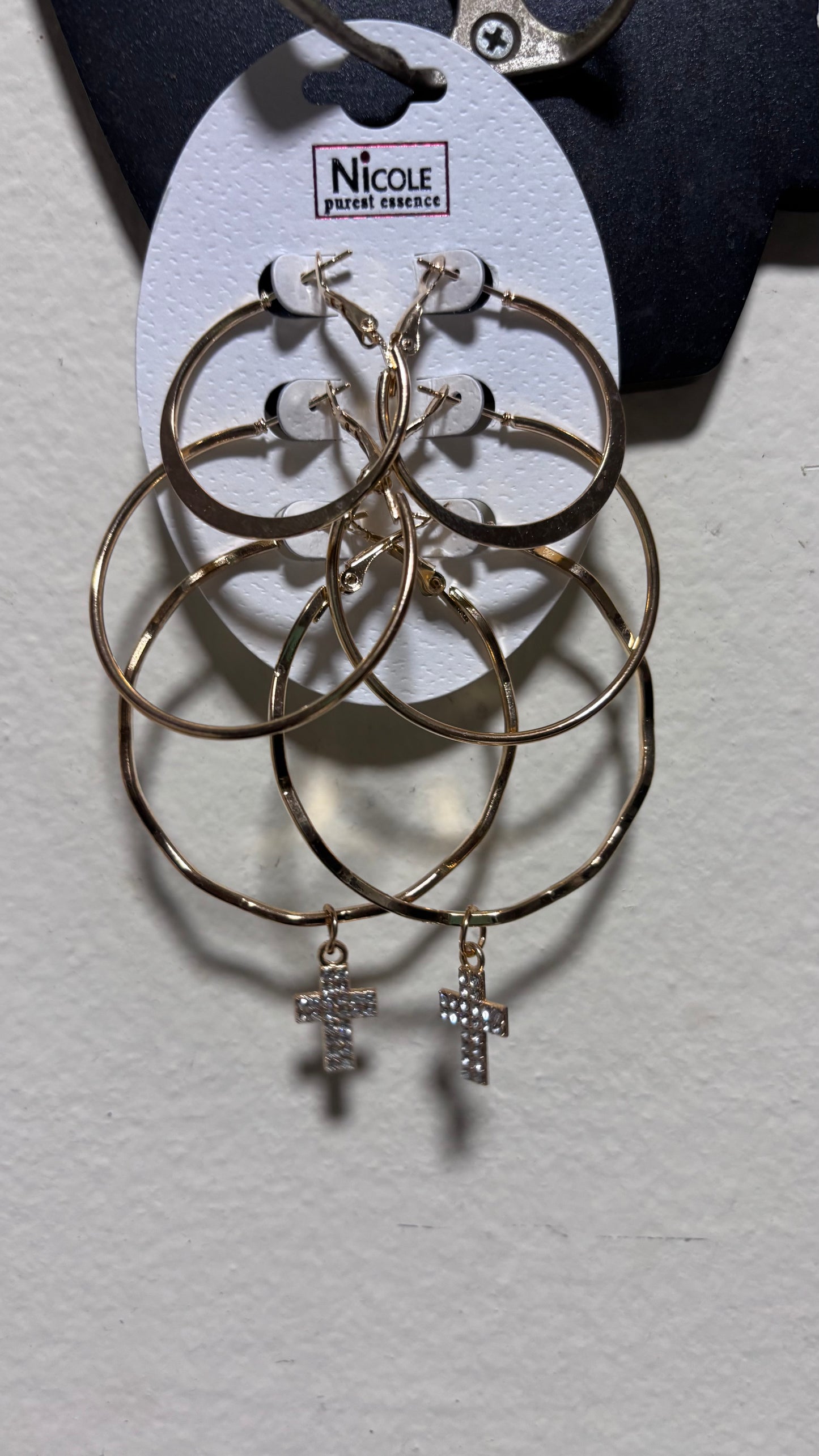 Gold tone Hoop Earrings 3pc Set
