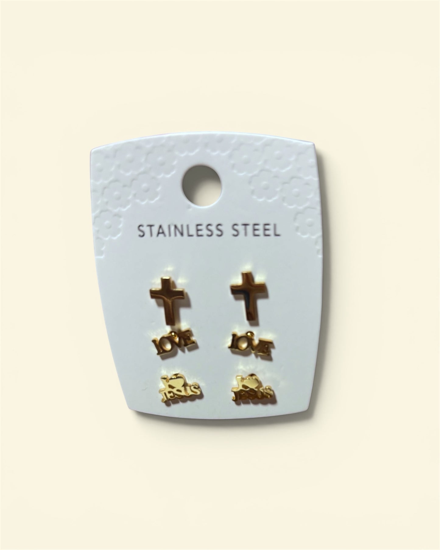 Religious Themed Stainless Steel Stud Earring Set