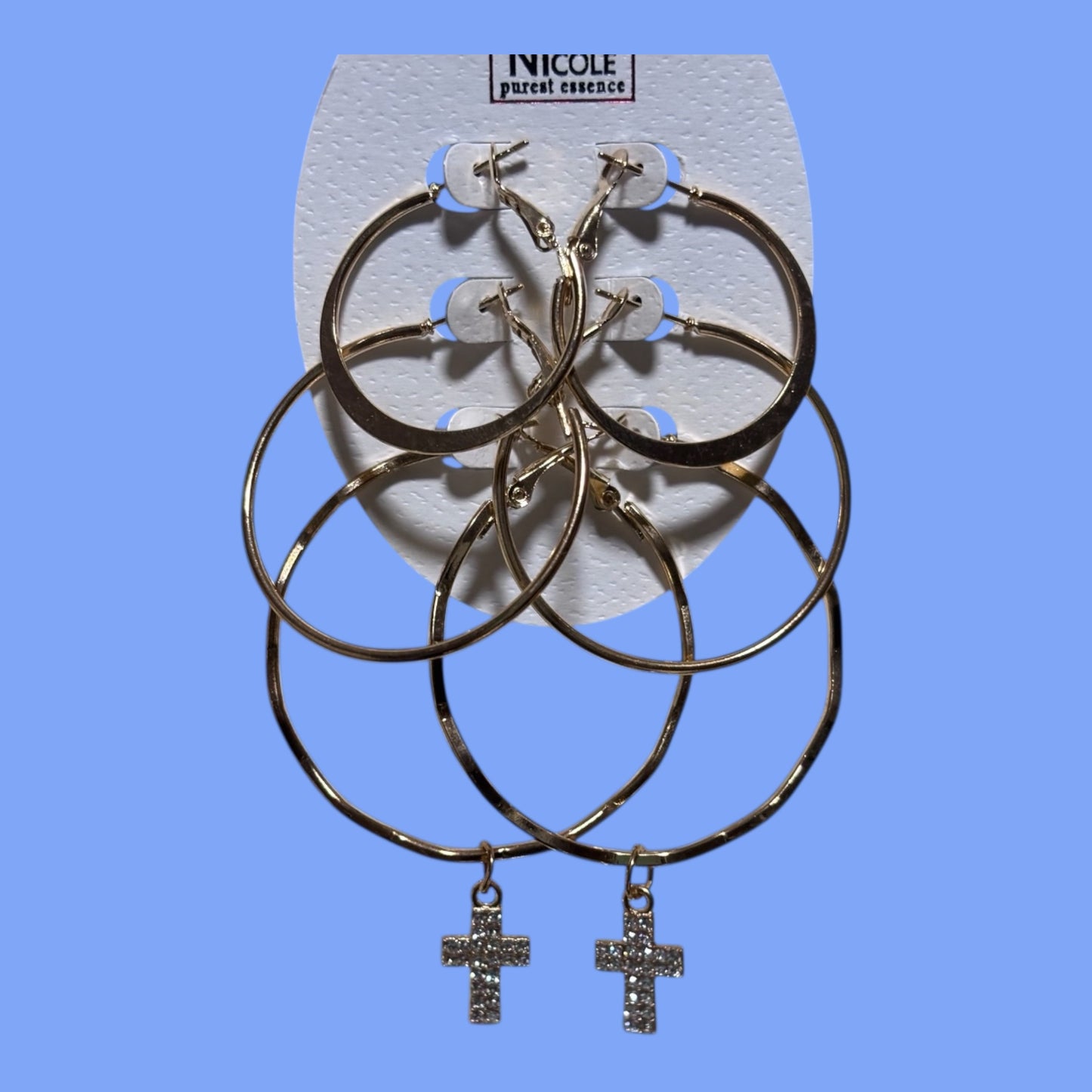 Gold tone Hoop Earrings 3pc Set